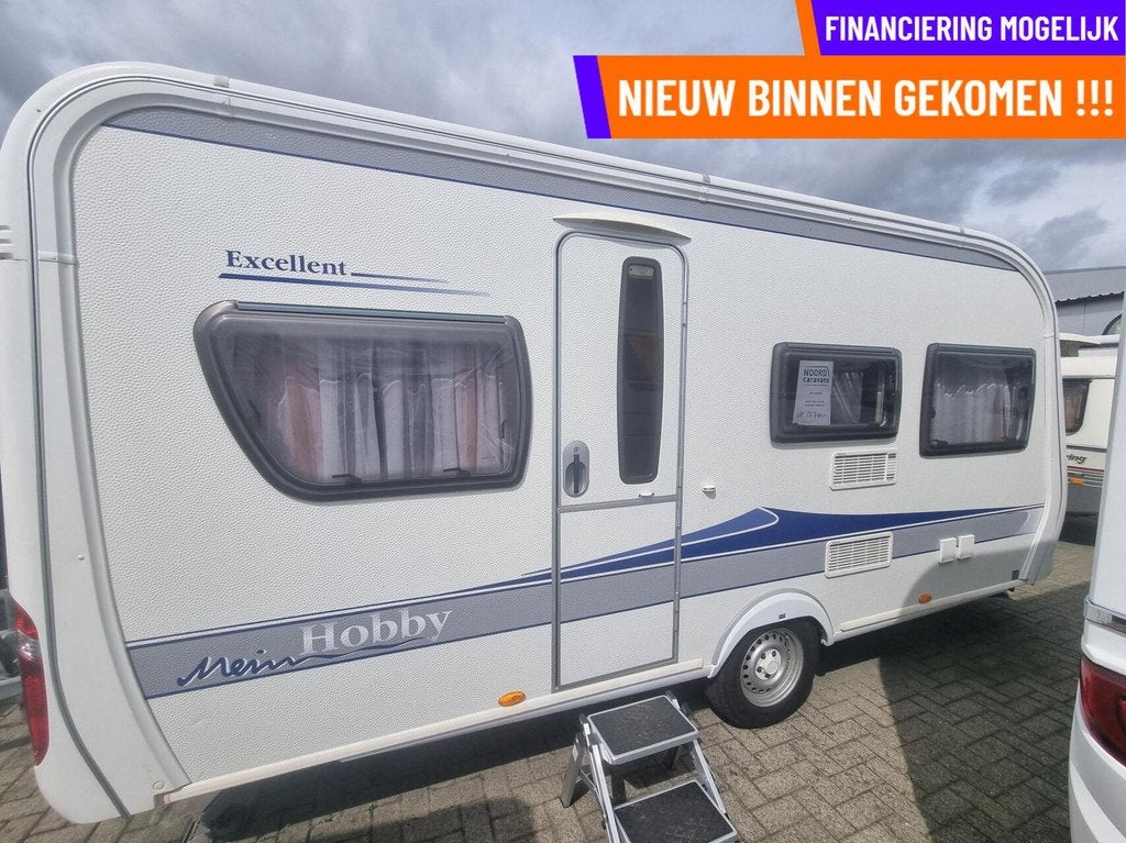 Hobby 455 UF excellent VOORTENT + LUIFEL + DWARSBED +RONDZIT, Caravans en Kamperen, Rondzit, Hobby, 750 - 1000 kg, 6 tot 7 meter