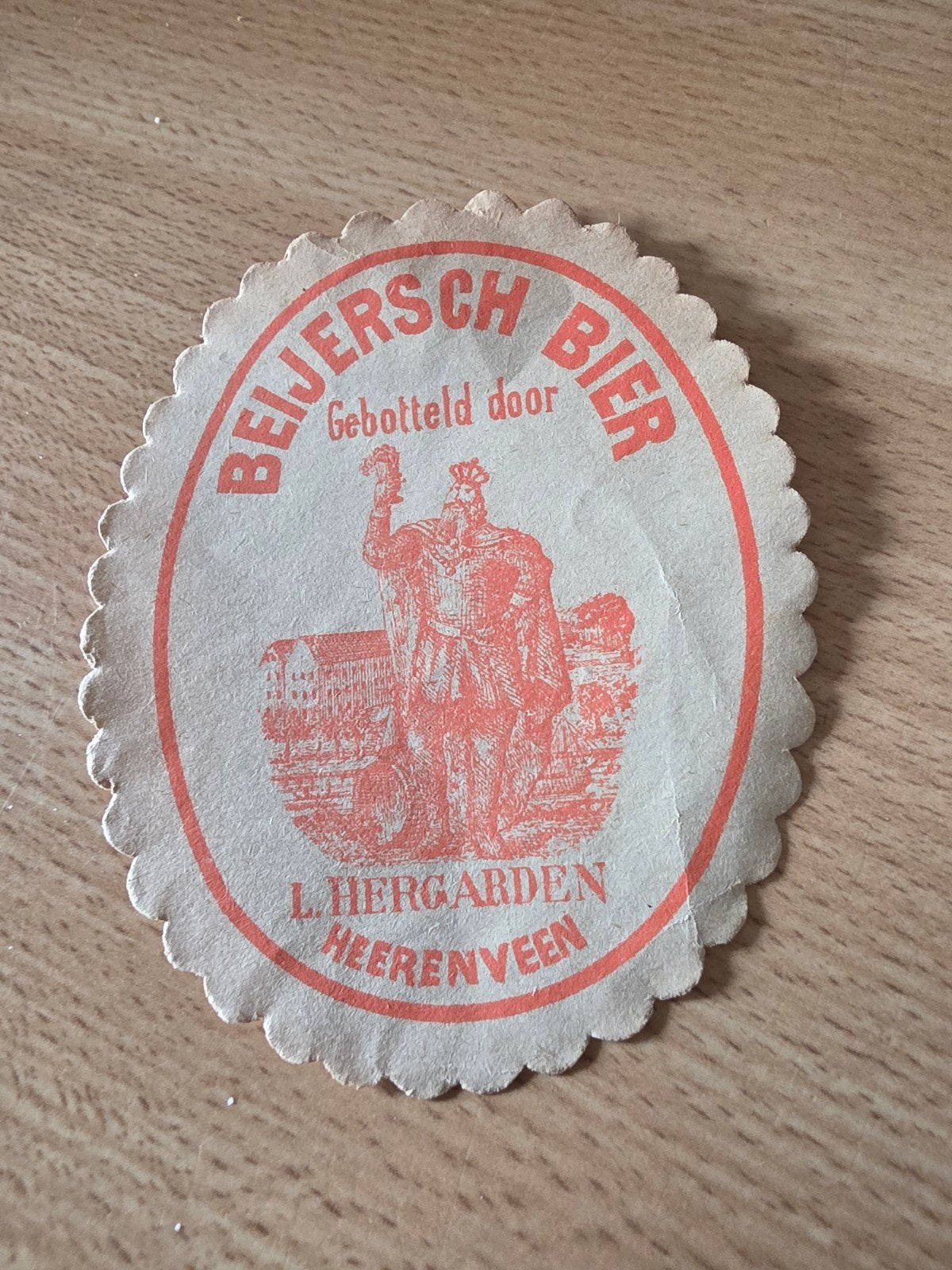 Etiket beijersch bier Hergarden Heerenveen, Verzamelen, Ophalen of Verzenden, Nieuw