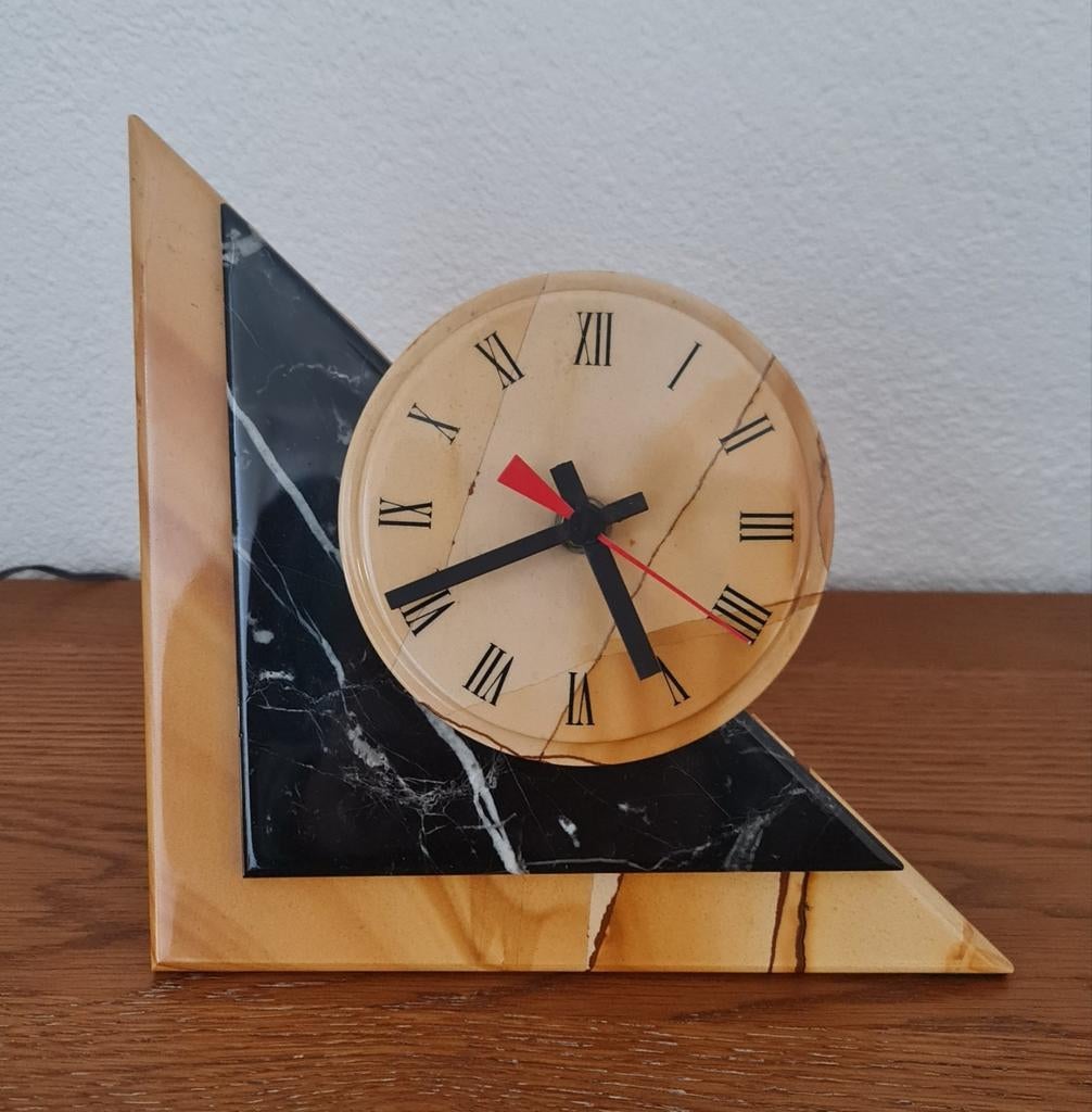 Art Deco Marmeren Tafelklok, Ophalen of Verzenden, Gebruikt, Staande klok