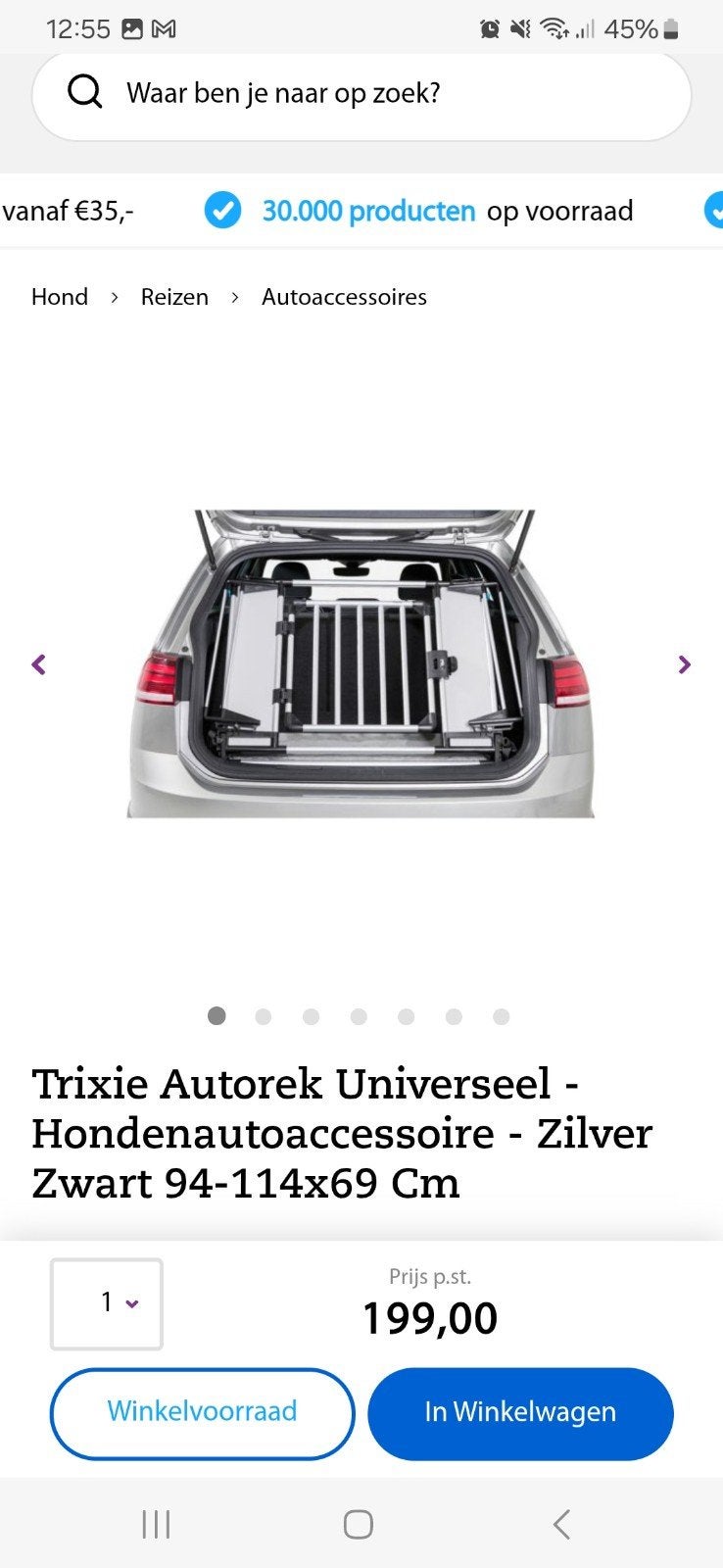 Trixie autorek hond nieuw, Ophalen of Verzenden, Nieuw, Minder dan 75 cm, Minder dan 65 cm