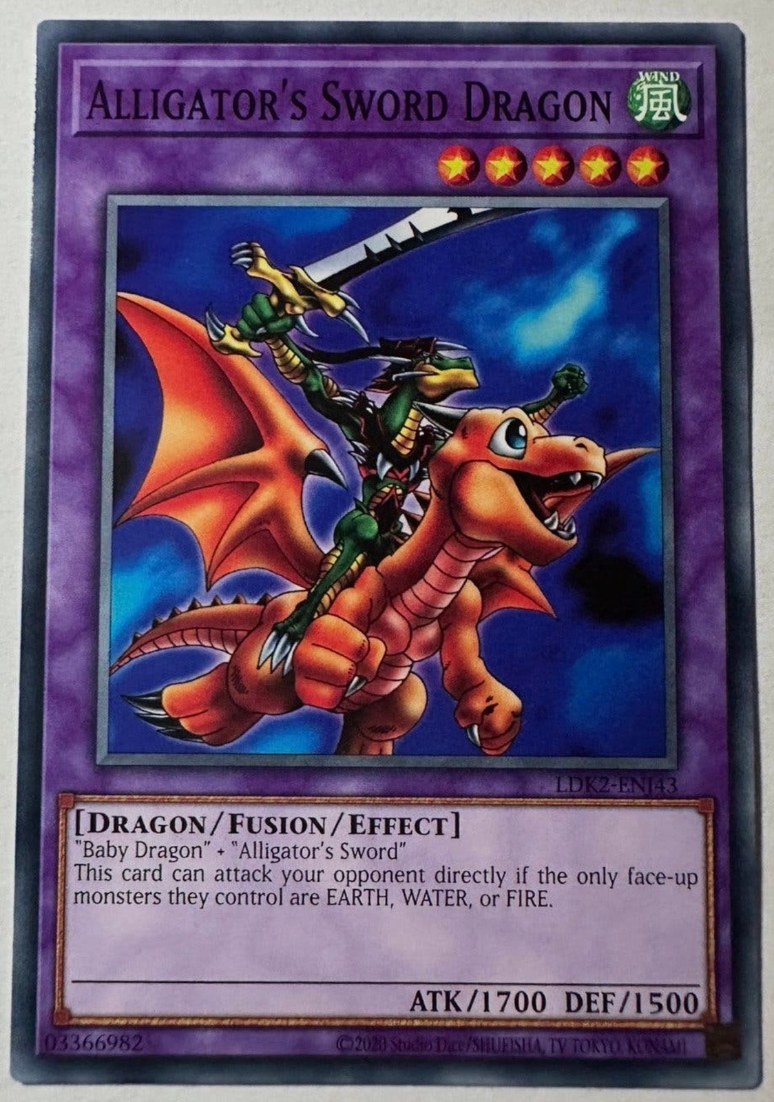 Yu-Gi-Oh! Alligator’s Sword Dragon Legendary Print !, Hobby en Vrije tijd, Ophalen of Verzenden, Zo goed als nieuw, Losse kaart