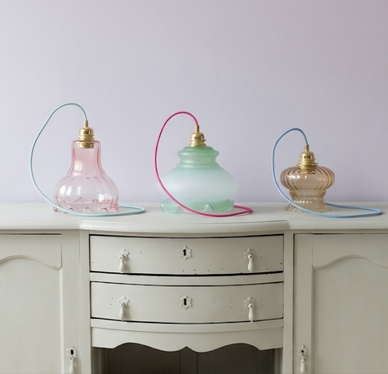 Vintage glazen lampjes - diverse kleuren, Antiek en Kunst, Antiek | Lampen, Ophalen of Verzenden