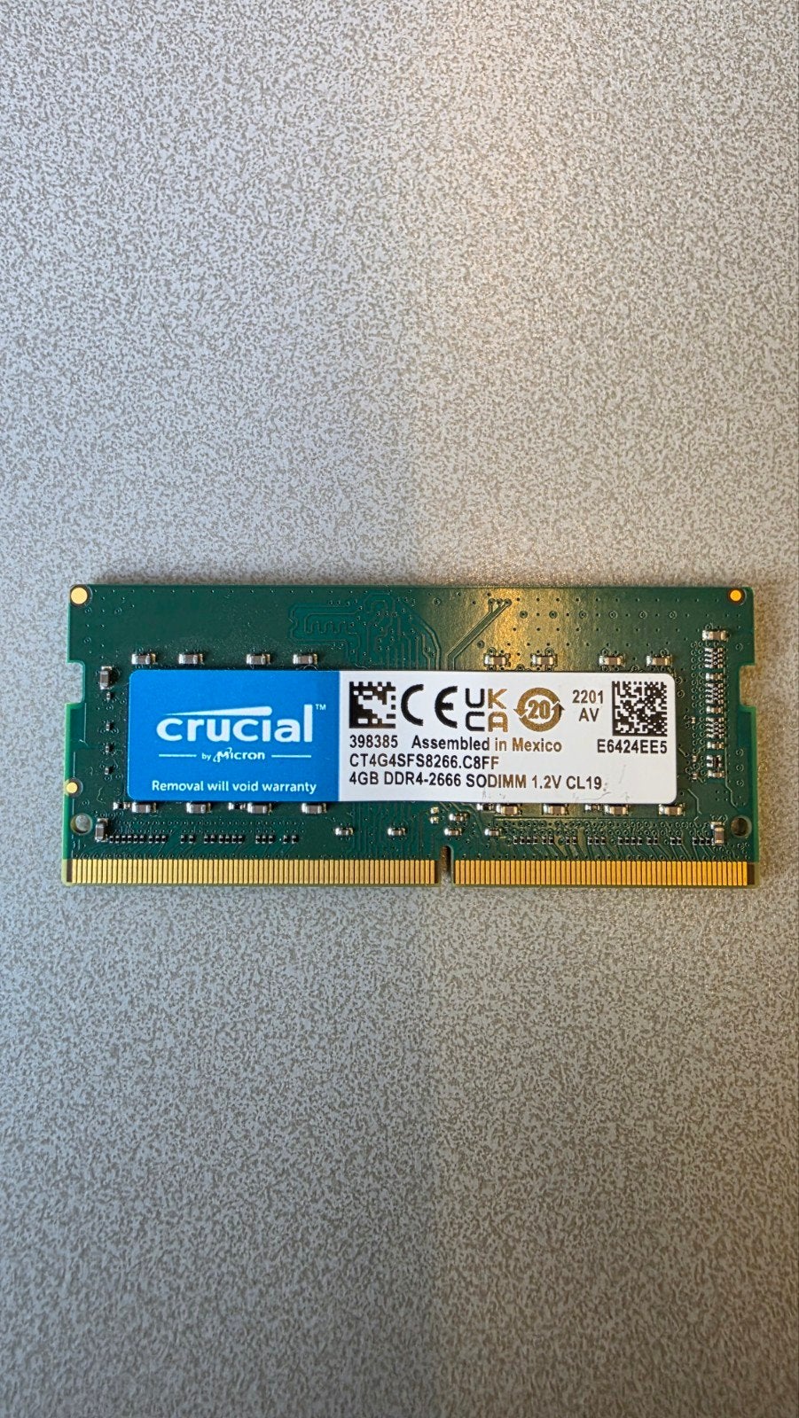 Crucial 4GB DDR4-2666 SODIMM Laptop Geheugen, DDR4, Ophalen of Verzenden, Zo goed als nieuw, Laptop