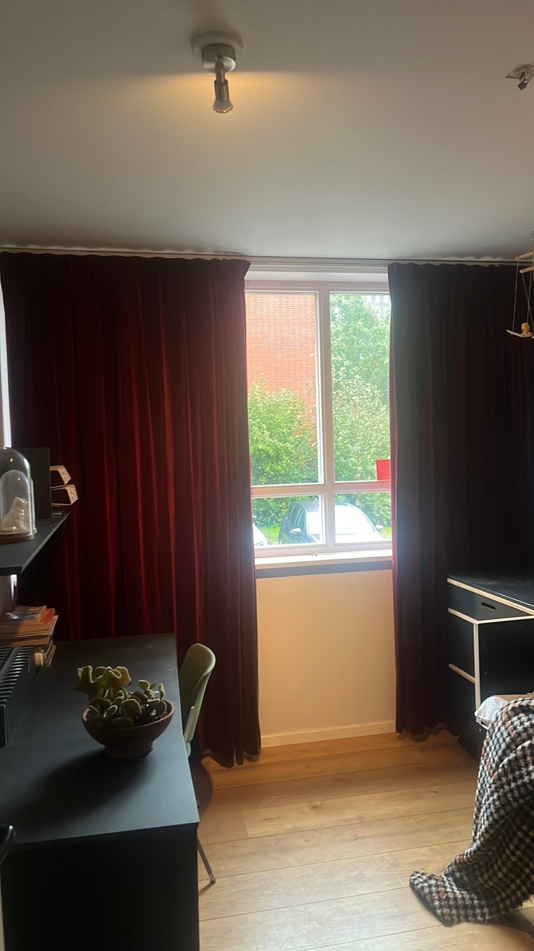 Gordijnen velours bordeaux rood., Ophalen