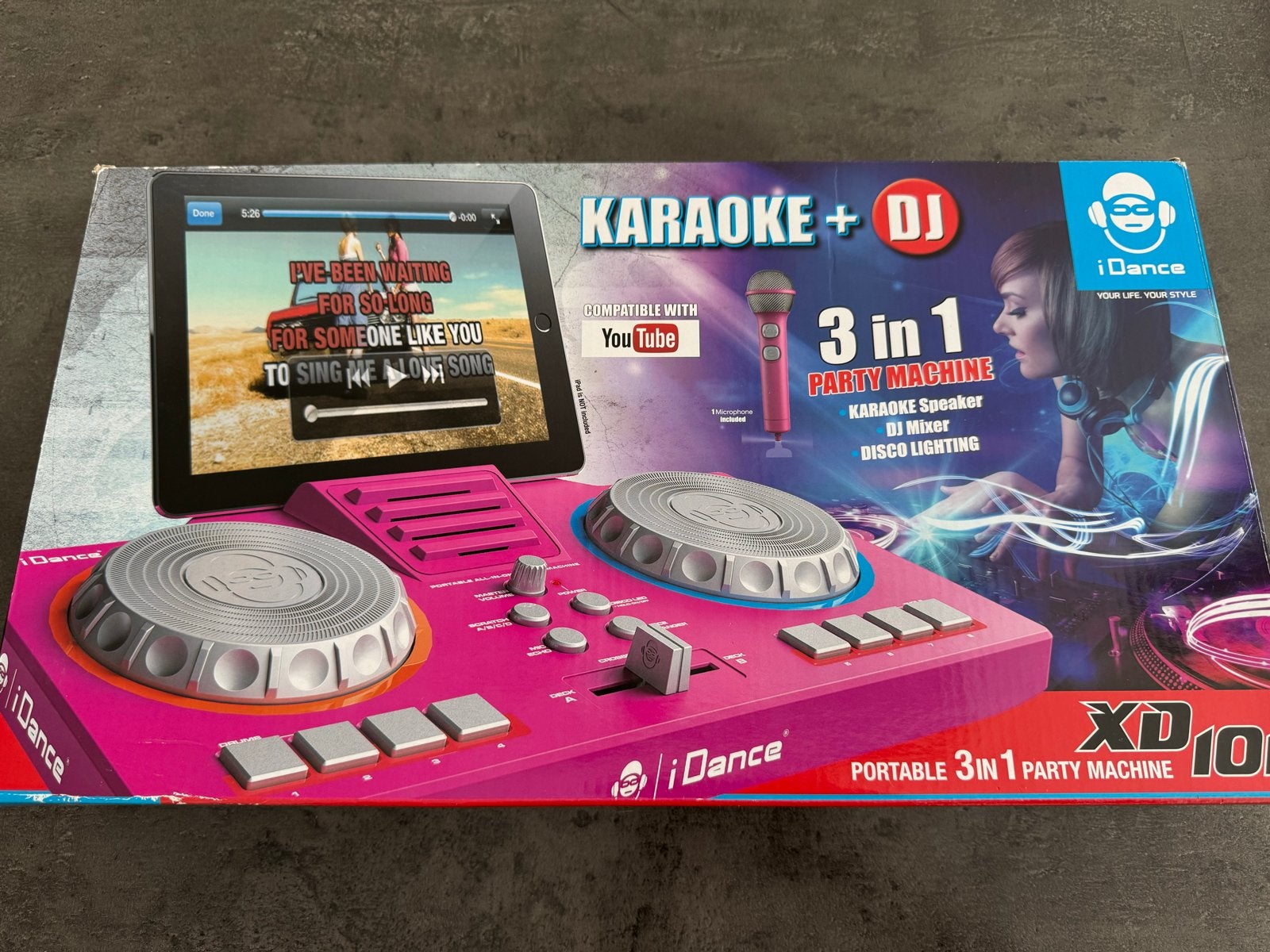 iDance XD101 Karaoke DJ Set - Roze (zonder microfoon), Ophalen of Verzenden, Gebruikt, Complete set