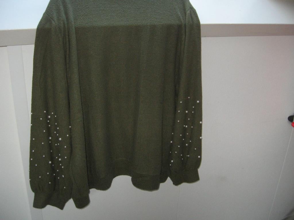Nw MS mosgroene fleez trui m parels XXL €15.-, Kleding | Dames, Grote Maten, Ophalen of Verzenden, Nieuw, Groen, Trui of Vest