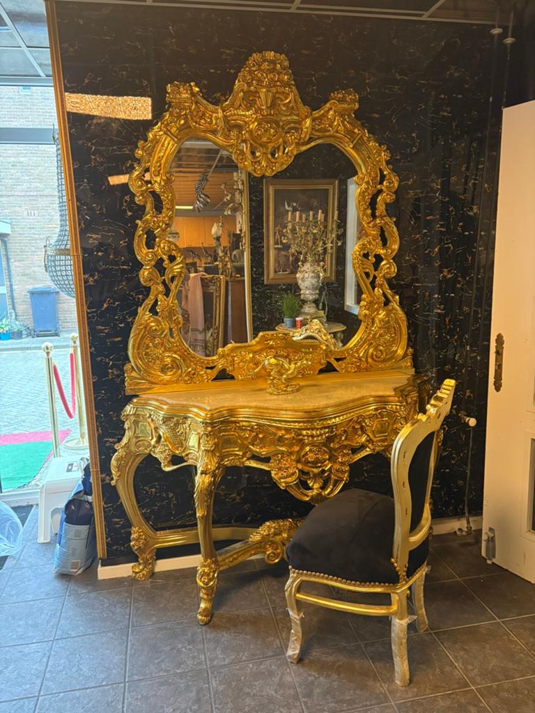 Goud spiegel kaptafel, Ophalen of Verzenden