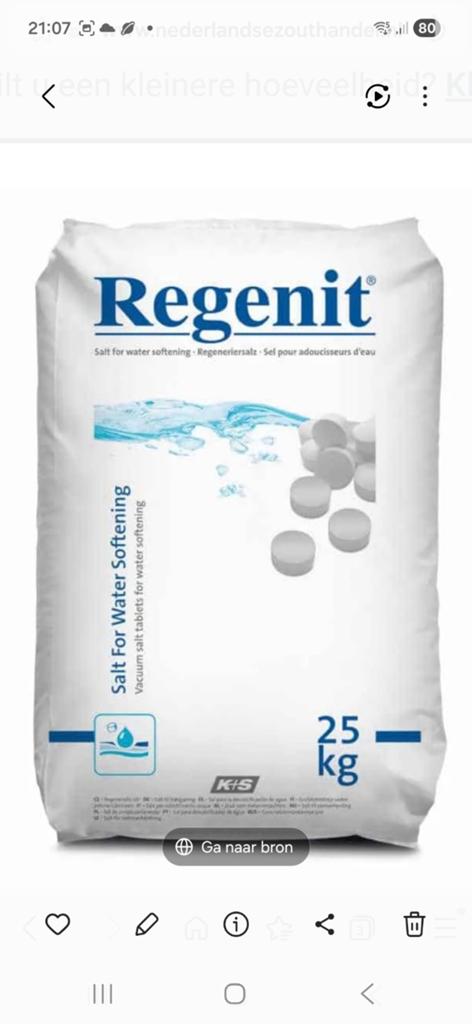 Regenit Onthardingszout - 25 kg zakken voor waterontharders, Ophalen, Nieuw