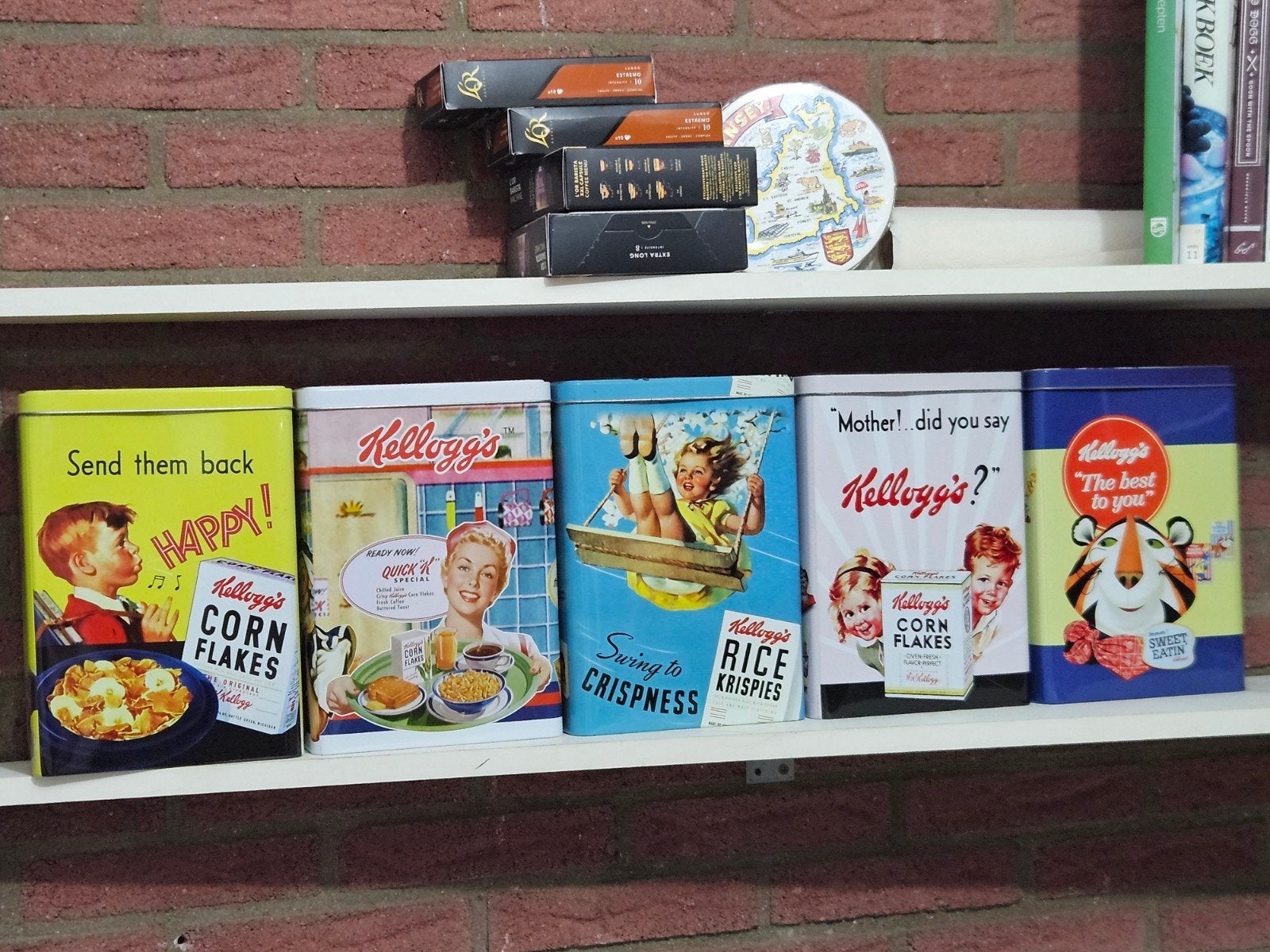 Set van 5 vintage Kellogg's blikken, Verzamelen, Ophalen of Verzenden
