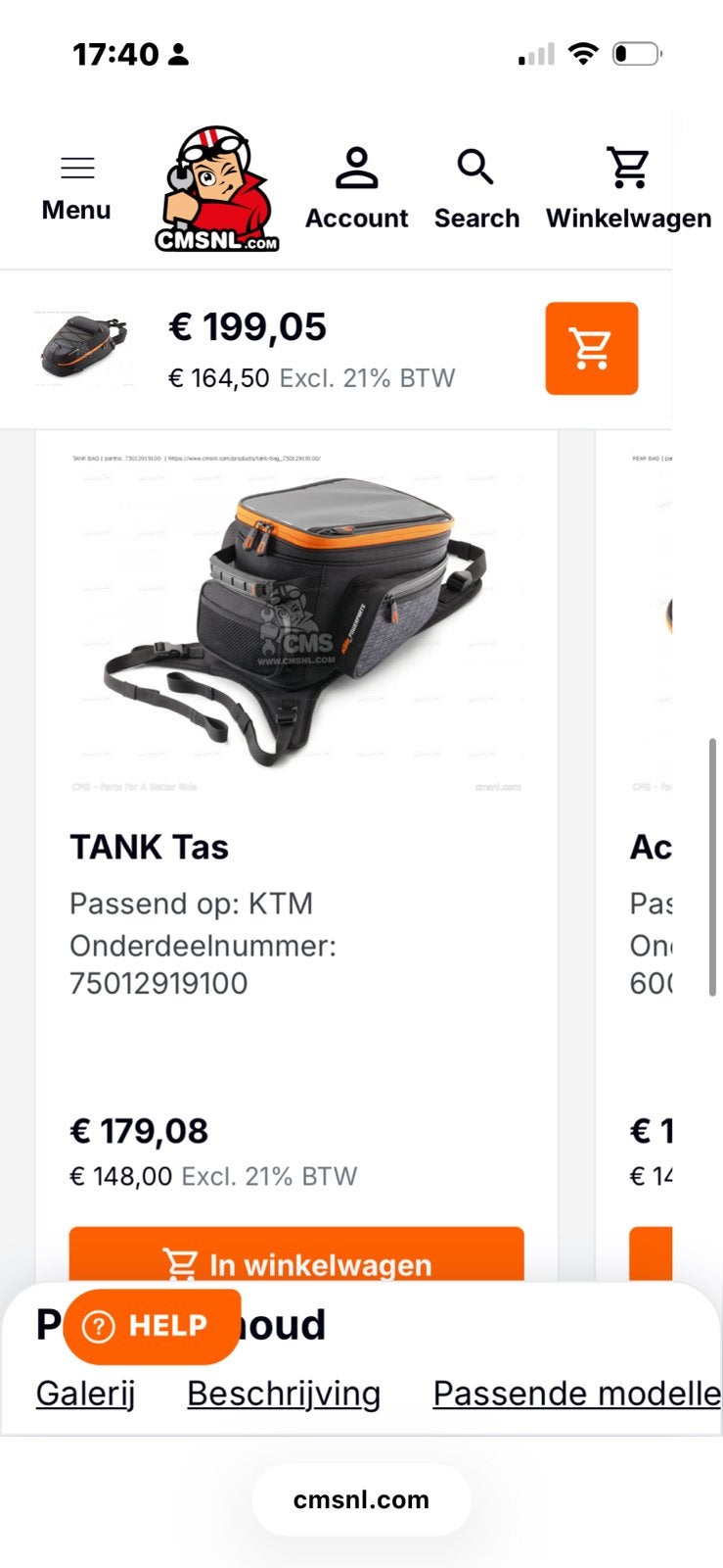 KTM Powerparts tanktas, Motoren, Ophalen of Verzenden, Zo goed als nieuw