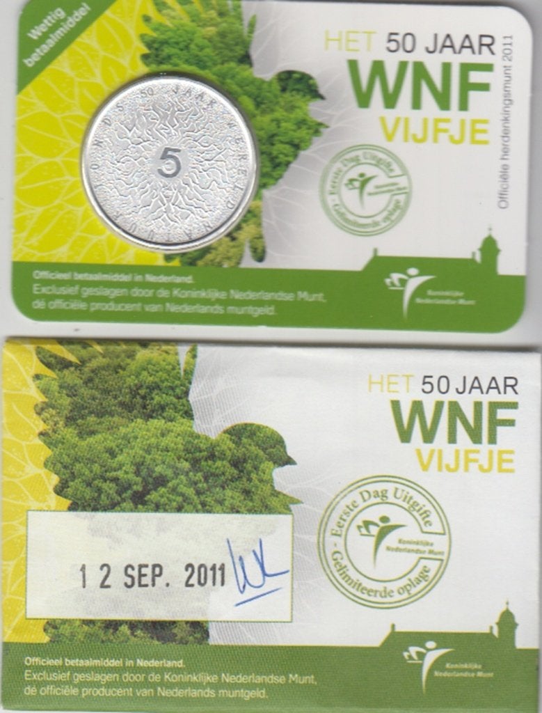 Nederland 5 euro 50 Jaar WNF Vijfje BU 1e dag van uitgifte, Postzegels en Munten, Munten | Nederland, Ophalen of Verzenden, Koningin Beatrix