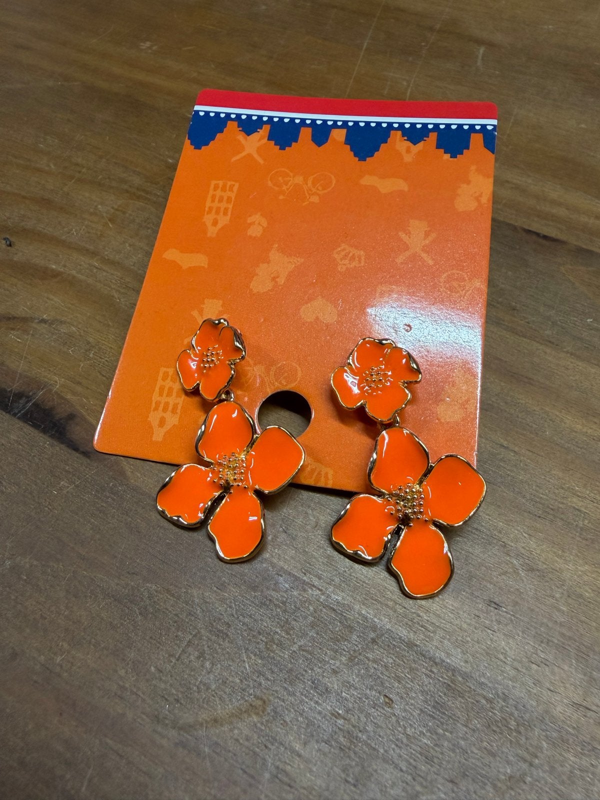 Opvallende Oranje Bloemen Oorbellen - Nieuw!, Sieraden, Tassen en Uiterlijk, Oorbellen, Overige materialen, Hangers, Nieuw, Oranje