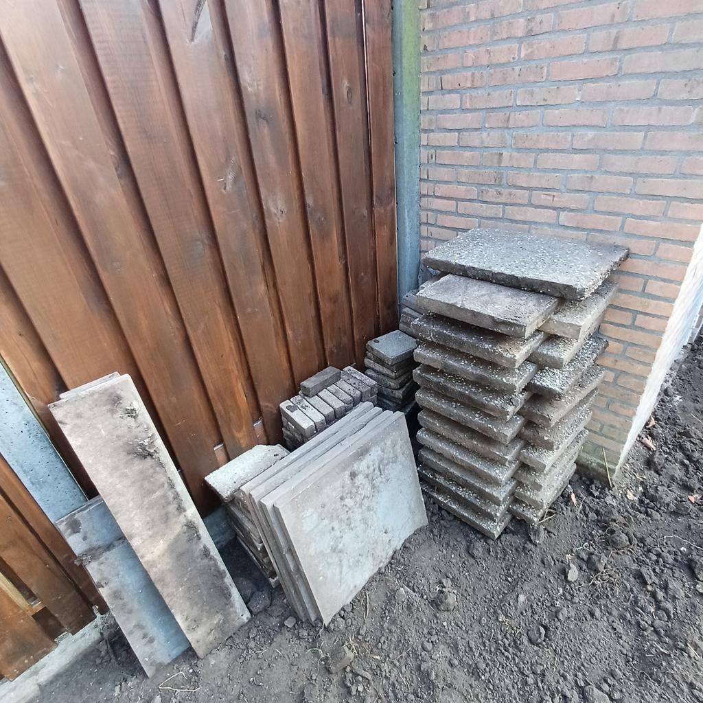 Gebruikte terrastegels 60 x 40 GRATIS, Tuin en Terras, Ophalen of Verzenden, Gebruikt, Beton, Terrastegels