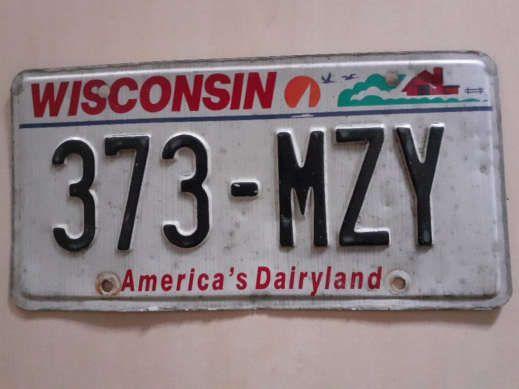 Kentekenplaat Wisconsin Amerika usa., Ophalen of Verzenden, Gebruikt, Auto's