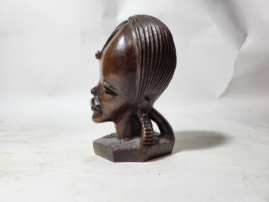 Handgesneden houten Afrikaanse buste, Antiek en Kunst, Minder dan 20 cm, Buste, Ophalen of Verzenden, Hout