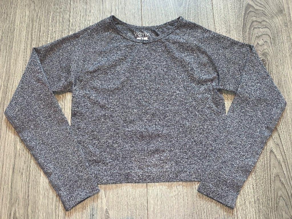 Ygym grijze sport pilates yoga longsleeve cropped top mt M, Ophalen of Verzenden, Zo goed als nieuw, Overig