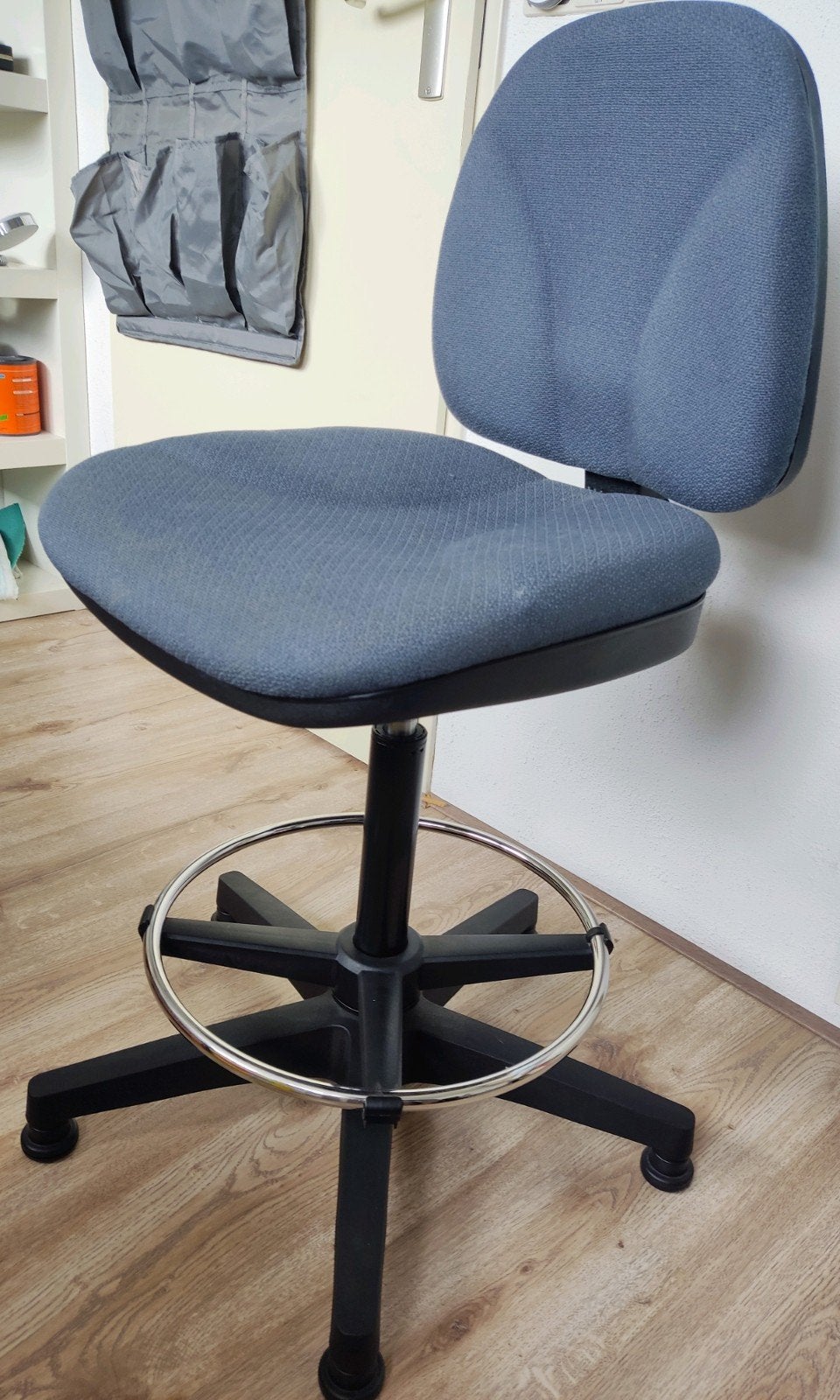 Ergonomische Teken- Balie stoel (Hoog model met voetenring), Ophalen, Gebruikt, Blauw, Bureaustoel