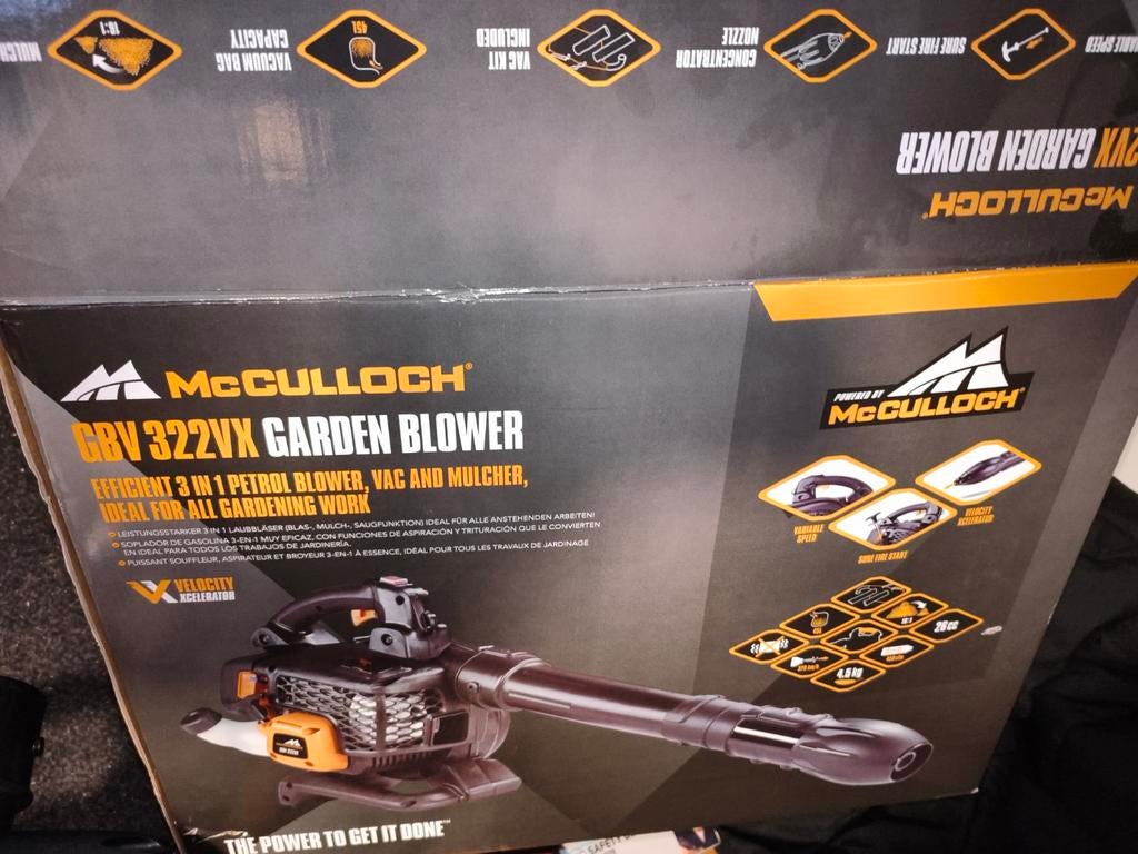 McCulloch GBV 322VX Bladblazer, Zuiger en Versnipperaar, Benzine, Met opvangzak, Handgedragen, McCulloch
