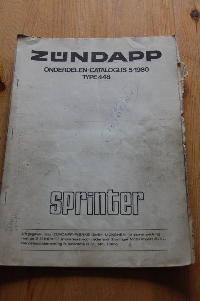 Zundapp Sprinter type 448 onderdelenboek uitgave 5-1980, Ophalen of Verzenden, Gebruikt