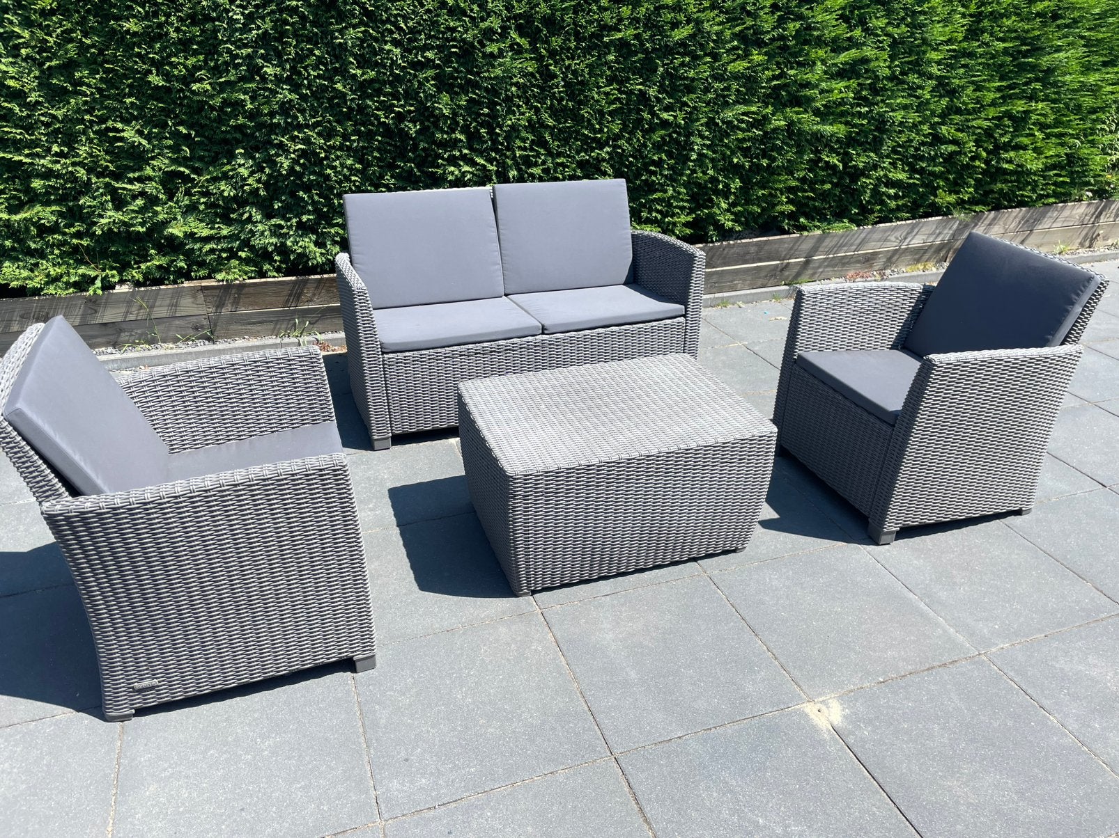 Loungeset/ tuinset wicker grijs/taup, Ophalen of Verzenden, Zo goed als nieuw, Wicker