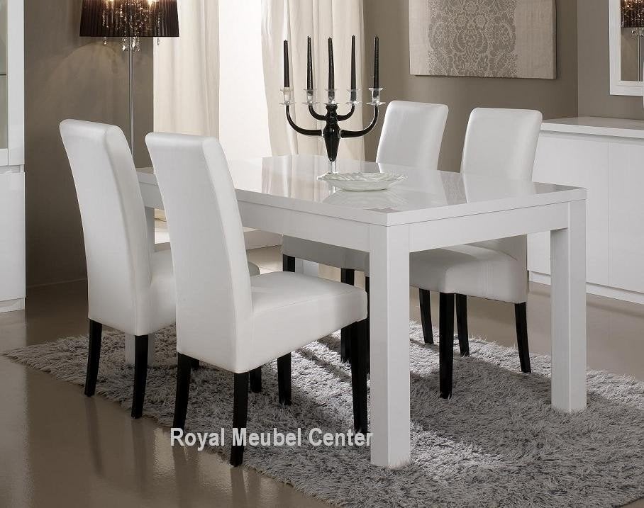 Eettafel Hoogglans MDF wit-Blok poten-ACTIE-, Huis en Inrichting, Tafels | Eettafels, Ophalen, Nieuw, 50 tot 100 cm, 150 tot 200 cm