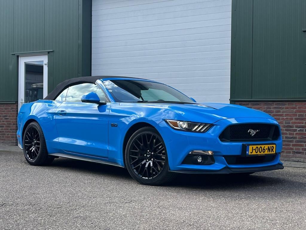 Ford Mustang 5.0 V8 421pk Aut 2017 Blauw Cabrio, Auto's, Automaat, Achterwielaandrijving, Cabriolet, Leder