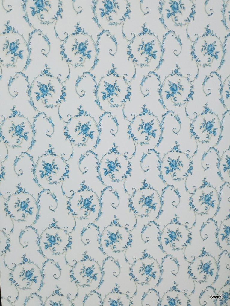 13002 Origineel vintage rozen behang uit oude serie swiet, Huis en Inrichting, Stoffering | Behang, Verzenden, Blauw