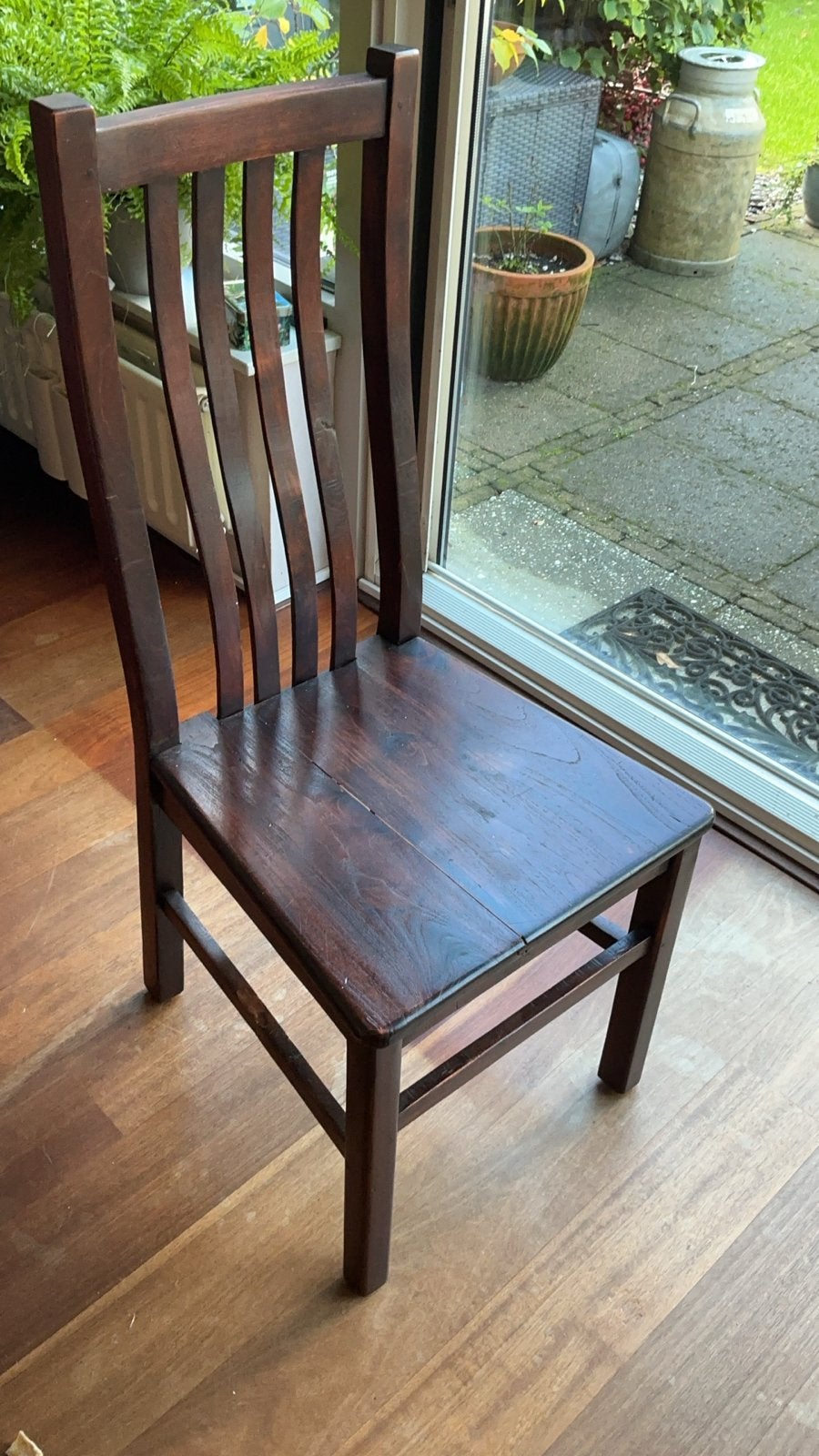 6 x Massief teak houten eetkamerstoel - Donkerbruin, Gebruikt, Bruin, Koloniaal, Ophalen of Verzenden