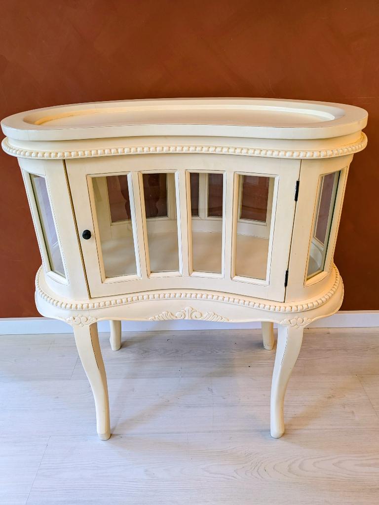 Brocante Theekast Drankkast, Ophalen, Z, Glas, 50 tot 100 cm