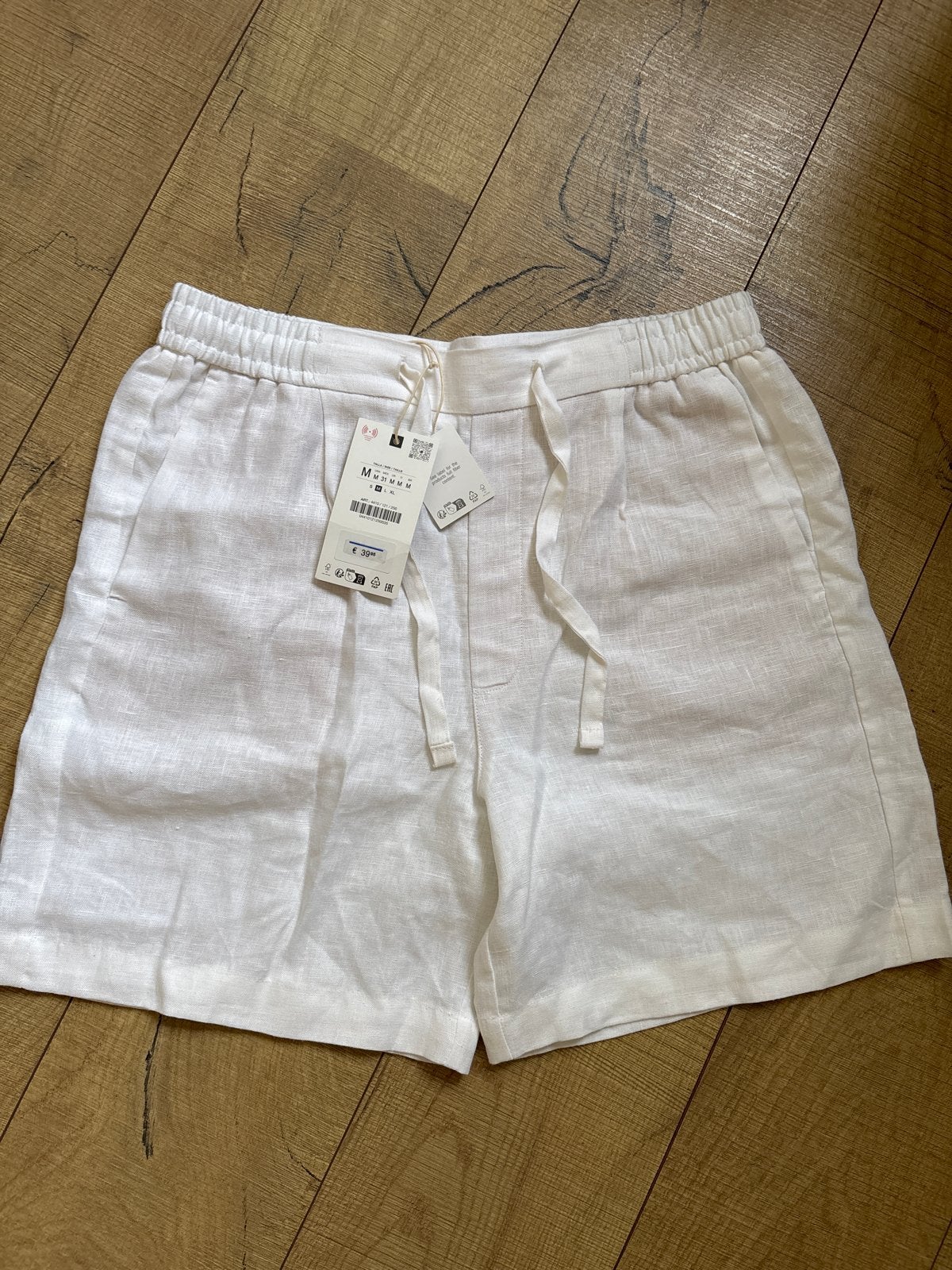 Zara heren linnen shorts M - Nieuw met kaartjes, Kleding | Heren, Verzenden, Nieuw, Maat 48/50 (M), Wit