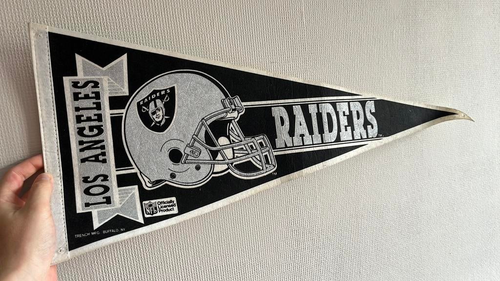 Los Angeles Raiders, vintage vilten banner / reclamevlag, Ophalen, Gebruikt, Buitenlandse clubs, Vaantje of Sjaal