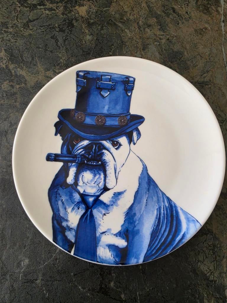 Heinen Delfts Blauw Bulldog Bord 21 cm, Ophalen of Verzenden