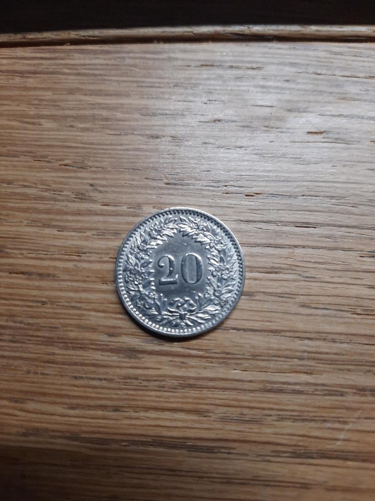 1924 B Switzerland 20 Rappen Swiss Helvetia, Postzegels en Munten, Munten | Europa | Niet-Euromunten, Ophalen of Verzenden, Overige landen