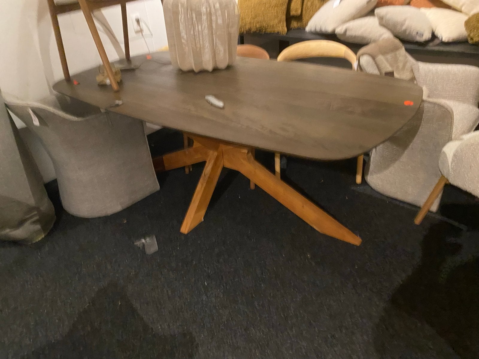 Massief mangohouten eettafel deens ovaal spinpoot 200x100, Ophalen, 100 tot 150 cm, Nieuw, Vijf personen of meer