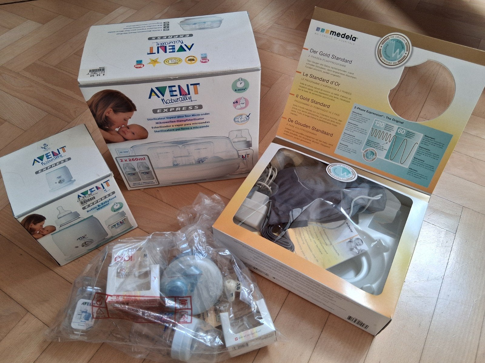 Avent sterilisator, flesverwarmer, Medela borstkolf set, Ophalen