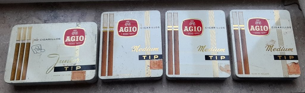 4 Agio blikken sigarendoosjes (zeer oud), Ophalen, Gebruikt, Overige