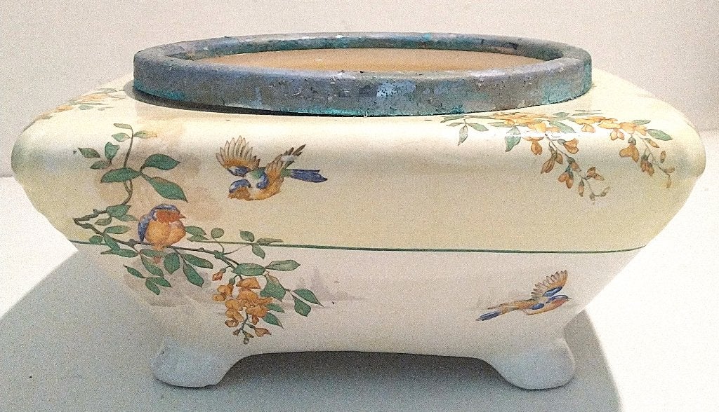 Vintage, vierkante, porseleinen, bloempot, kom, schaal, Antiek en Kunst, Ophalen of Verzenden