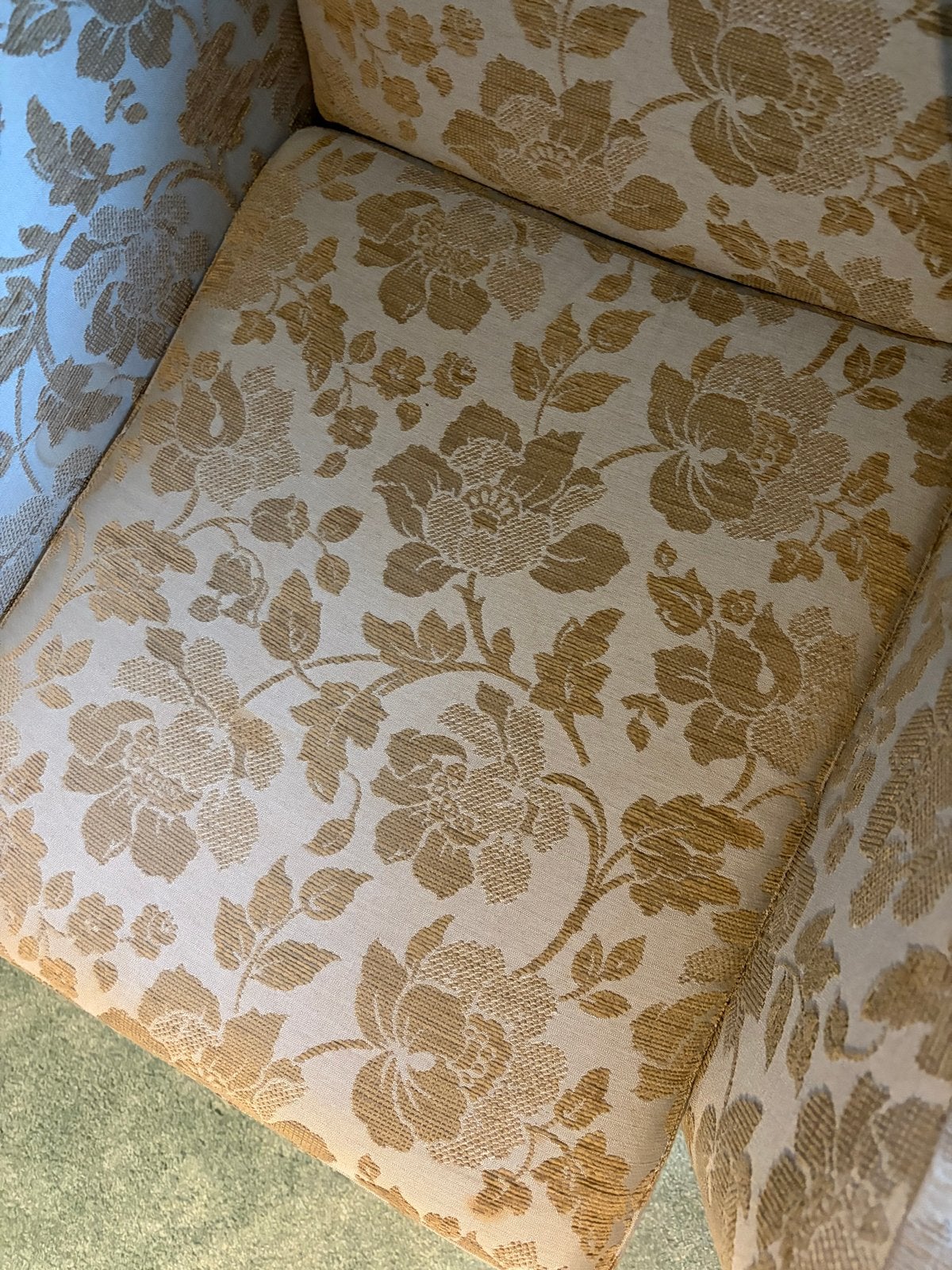 2 fauteuils en poef met bloemen- en ruitpatroon, Ophalen, Gebruikt, Stof, 75 tot 100 cm