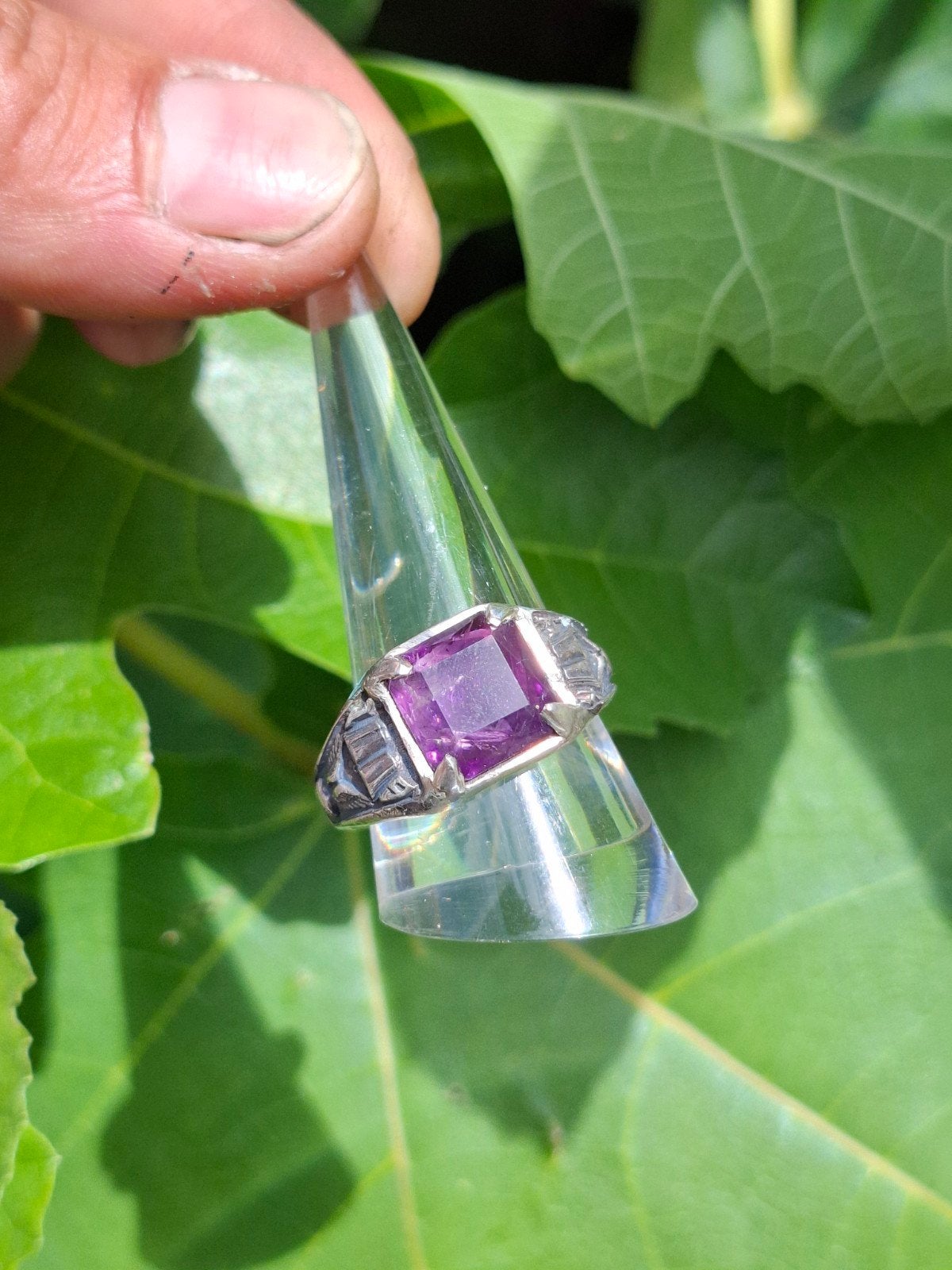 Handgemaakte Zilveren Ring met Amethist - Maat 10 US, 20 of groter, Paars, Nieuw, Ophalen of Verzenden