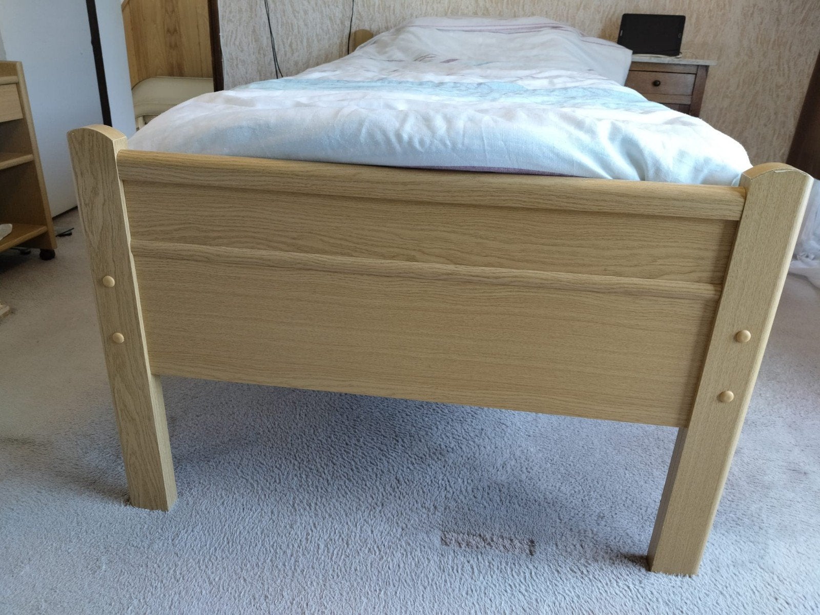 senioren bed 90x200, Ophalen, 90 cm, Eenpersoons, Bruin