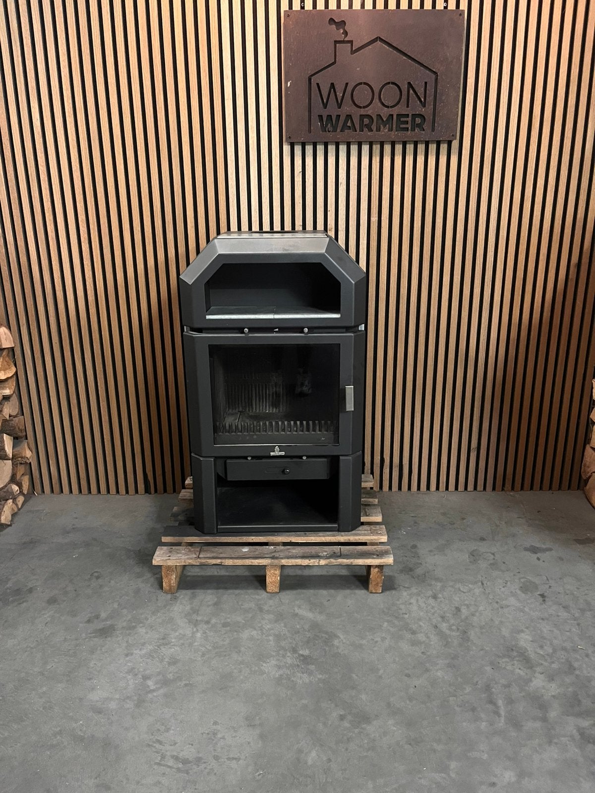 26081 Speksteenkachel Barbas 8kw, Ophalen, Info@woonwarmer.nl, Gebruikt, Houtkachel