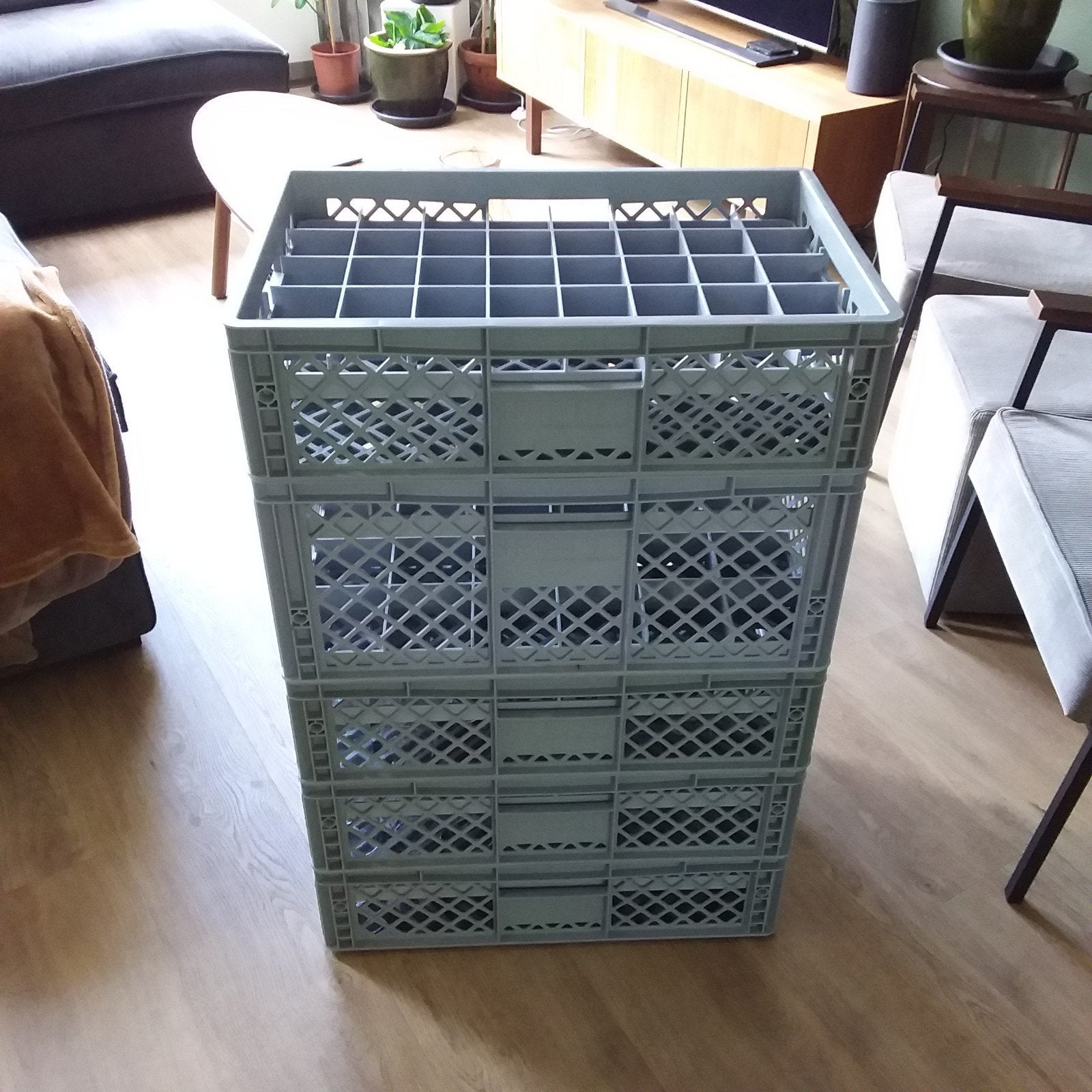 5 glaskratten met glazen, Ophalen, Glas, Overige stijlen, Glas of Glazen