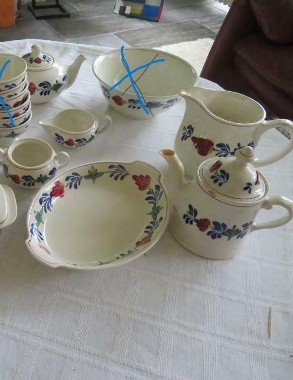 Boerenbont en Winterling wit met blauwe rand onderdelen, Huis en Inrichting, Keuken | Servies, Zo goed als nieuw, Overige typen