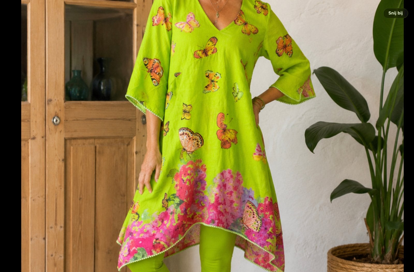 Tuniek, lichtgroen, vlinders, 100% katoen, Eén persoon, Cadeaubon