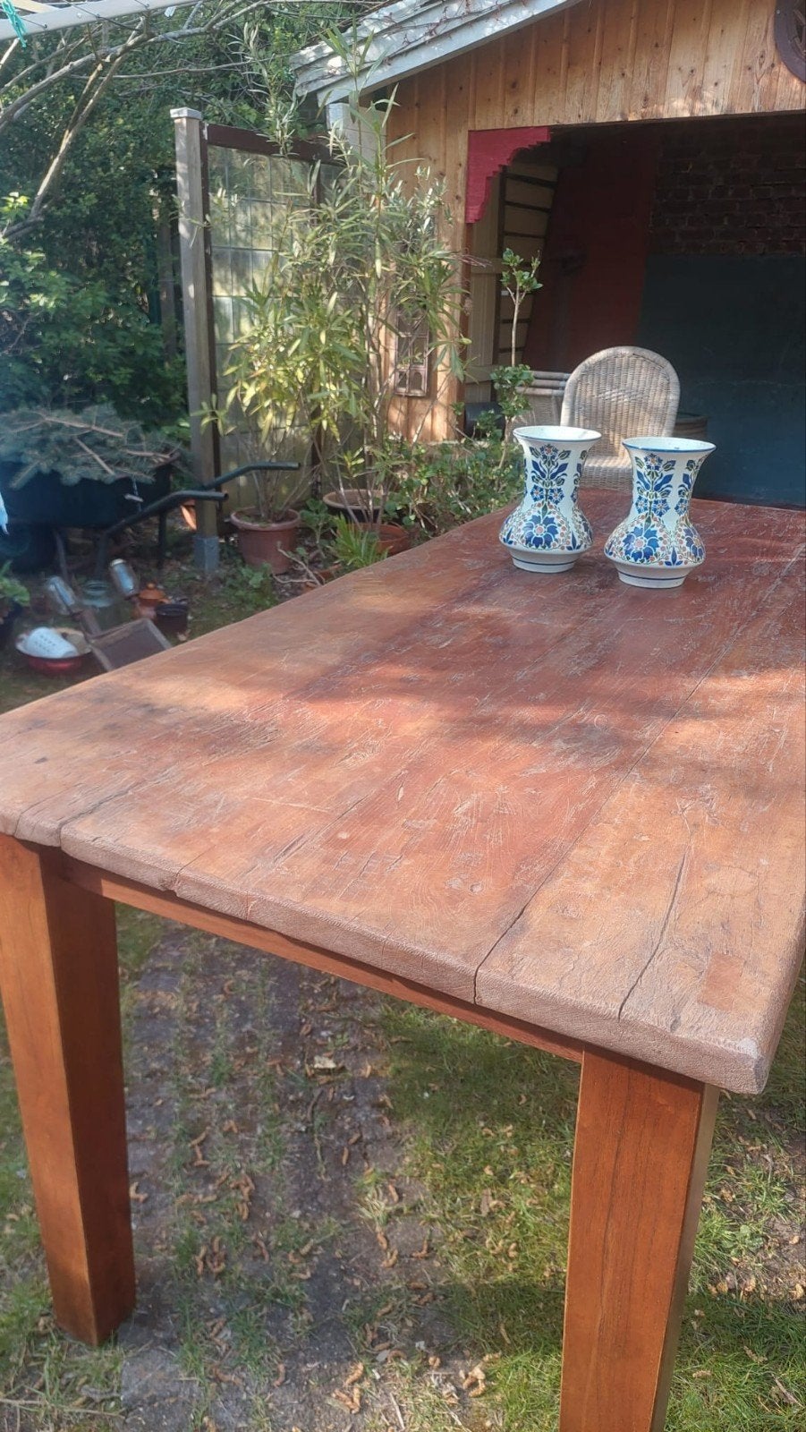 Rustieke houten tafel, Huis en Inrichting, Tafels | Eettafels, Ophalen, Gebruikt, Rechthoekig