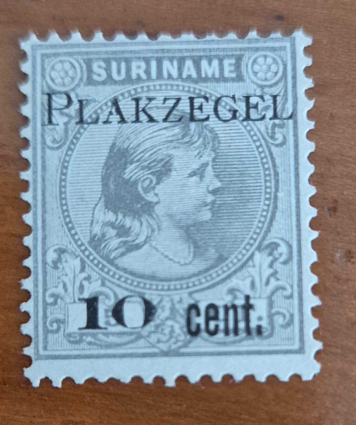 SURINAME WILHELMINA HANGENDHAAR PLAKZEGEL 10 CENT ONGEBRUIKT, Ophalen of Verzenden, Dier of Natuur