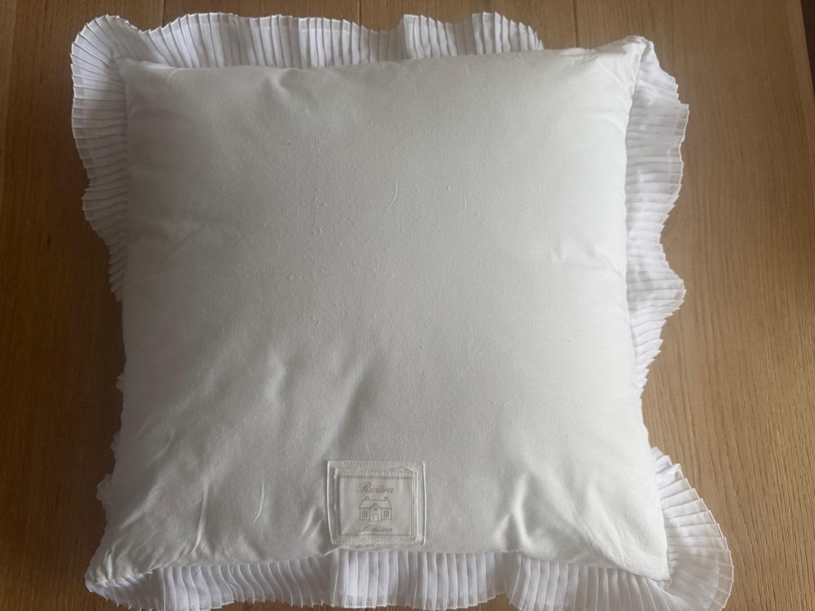 1x wit kussen, Riviera Maison, 50x50cm, Wit, Riviera Maison, Vierkant, Ophalen of Verzenden