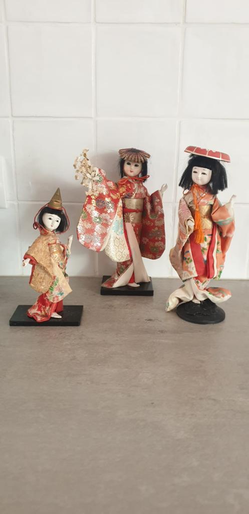 Set vintage Chinese popjes met gezichtjes van kalk, Ophalen of Verzenden