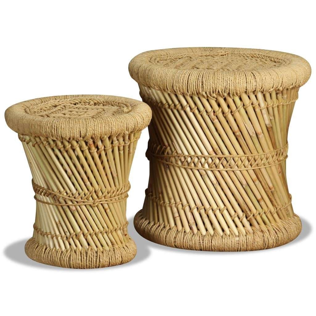 Bamboe en jute krukjes / bijzettafel  2 st NIEUW in de doos, Ophalen of Verzenden, Nieuw, Overige materialen