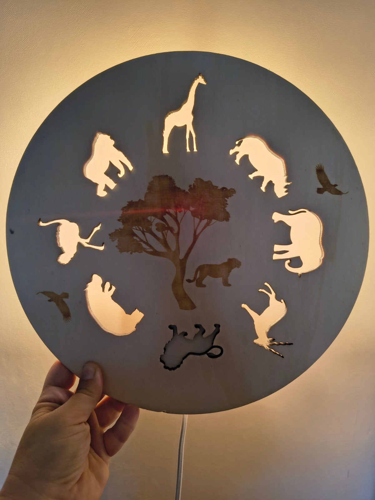 Houten Wandlamp Roozje Jungledieren, Ophalen, Overige merken, Handgemaakt, Overige kleuren